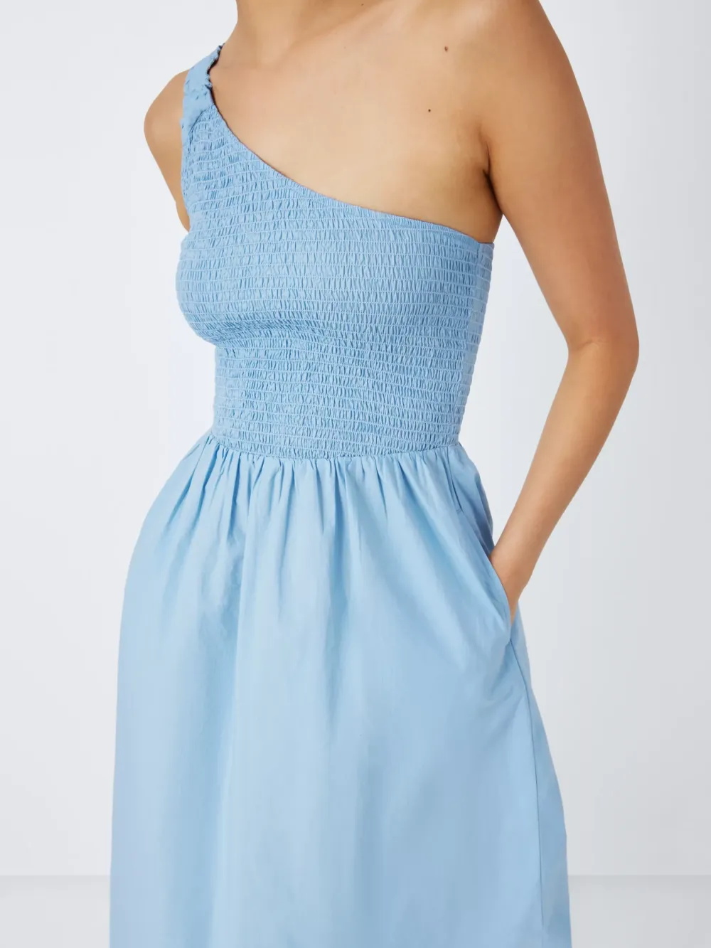 Shirred Bodice Asymmetric Dress