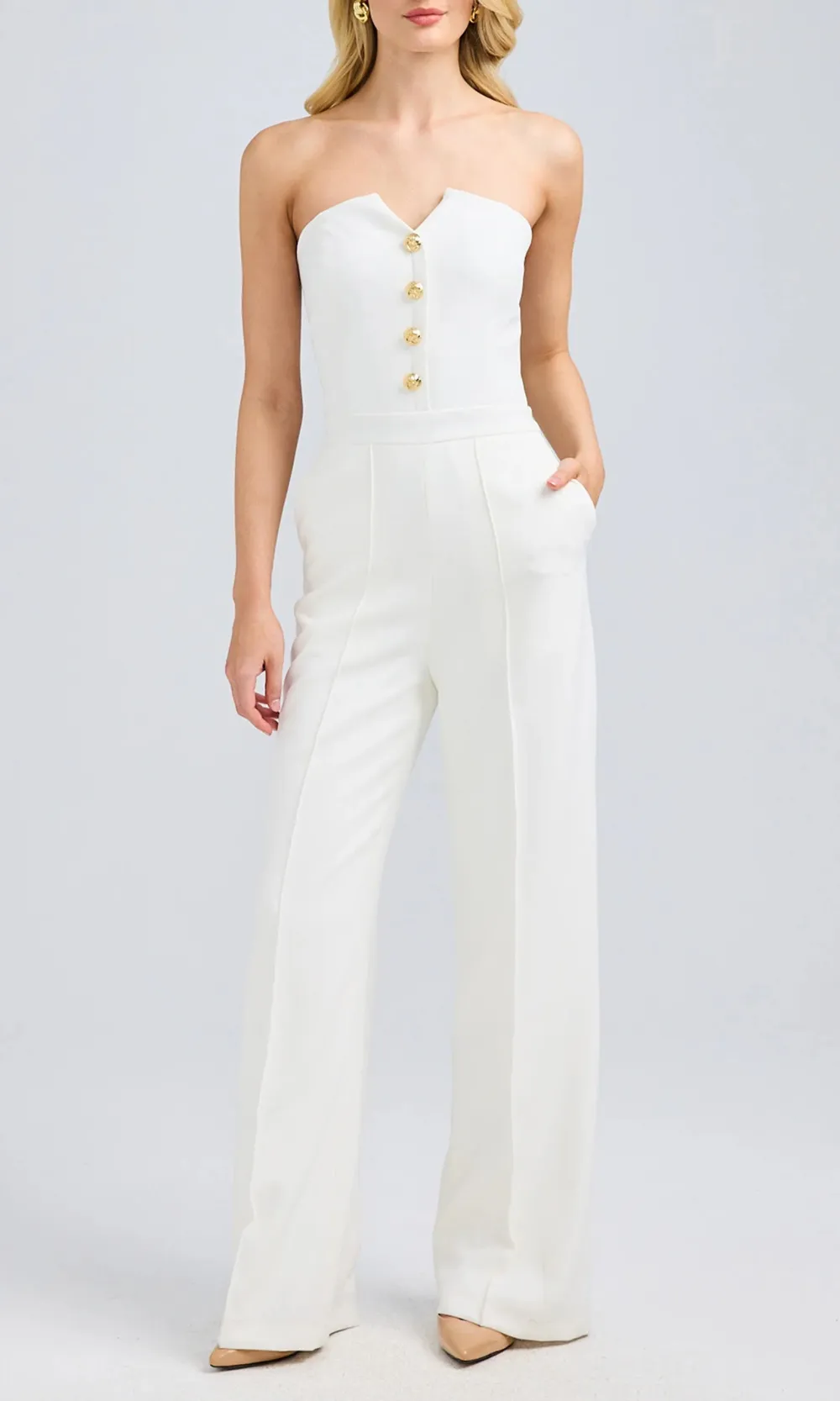 White Sexy Tube Top Jumpsuit