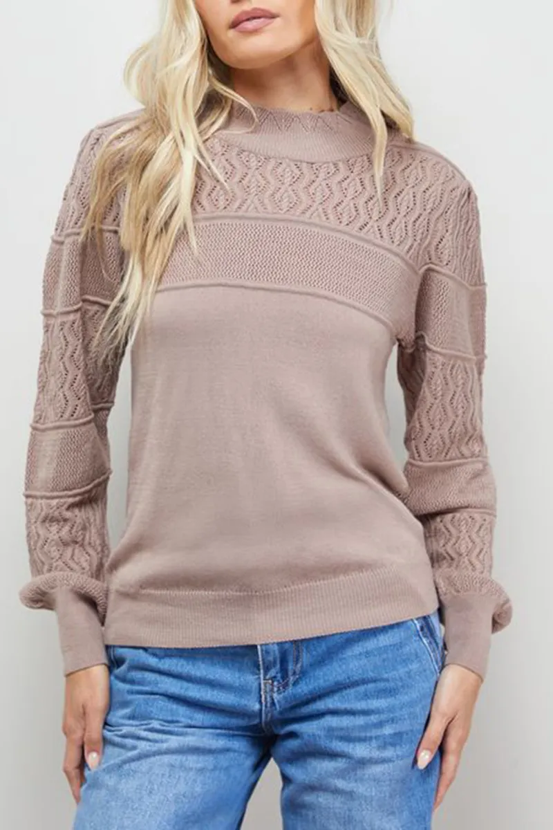 Casual Style Scallop Neck Volume Sleeve Jumper
