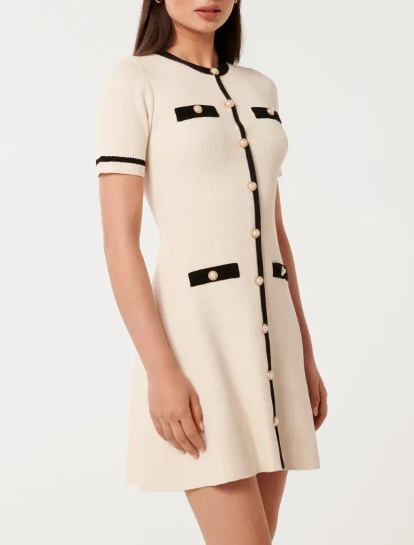 Contrast Knit Mini Dress