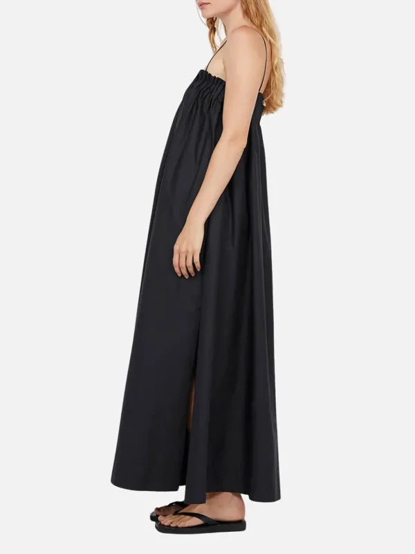 Ruched Spaghetti Strap Dress with Pockets