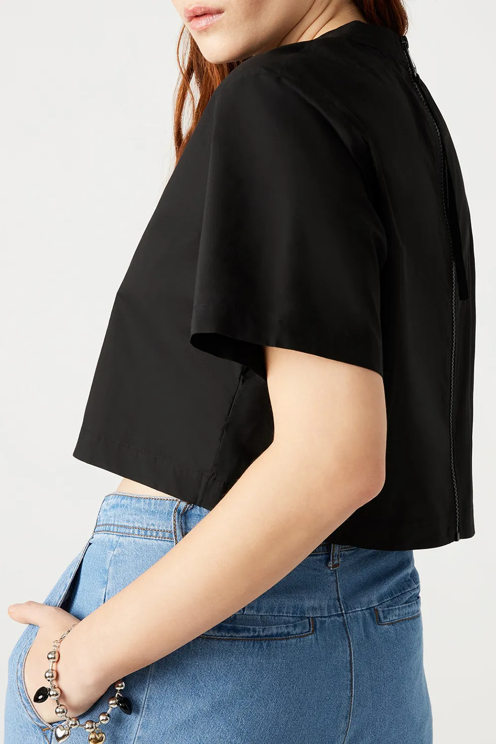 Boxy Cropped Top Black