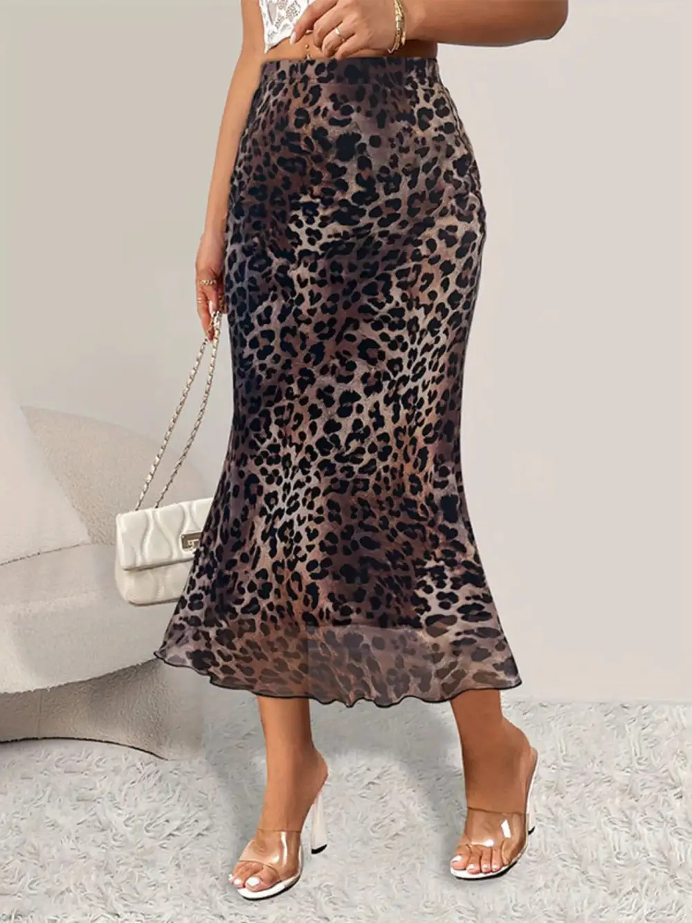 Leopard Print Leopard Midi Skirt