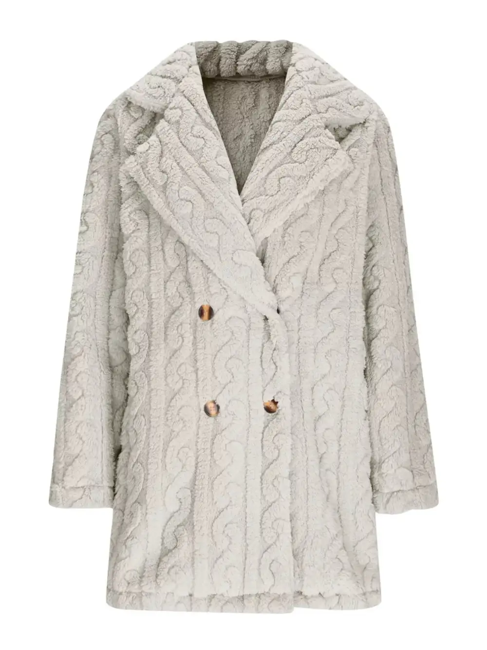 Double-breasted Fleece Longline Coat