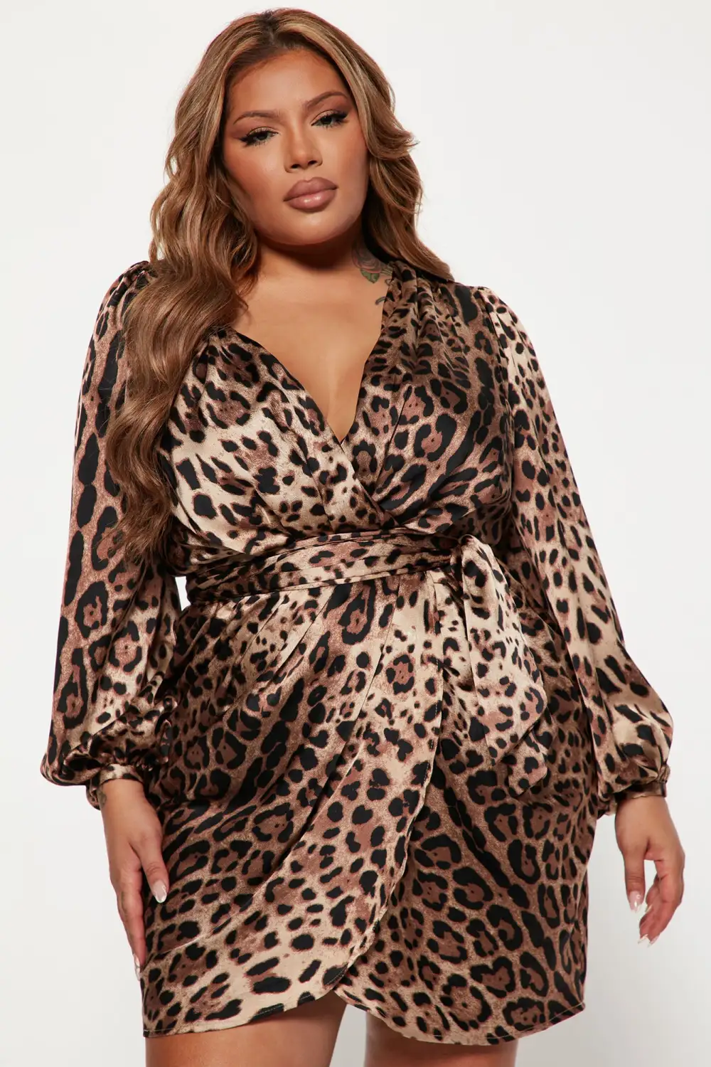 Pretty Instinct Satin Mini Dress - Brown/combo
