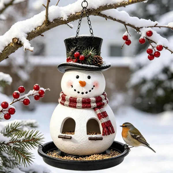 Christmas Bird Feeder, Hanging Lantern‑Style Snowman Bird Feeder