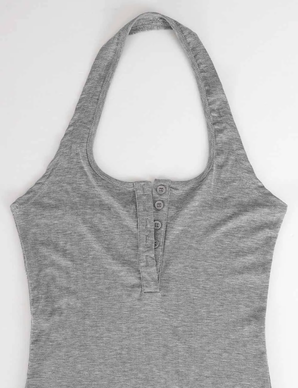 Chic Halter U Neck Sleeveless Button Front Tank Top