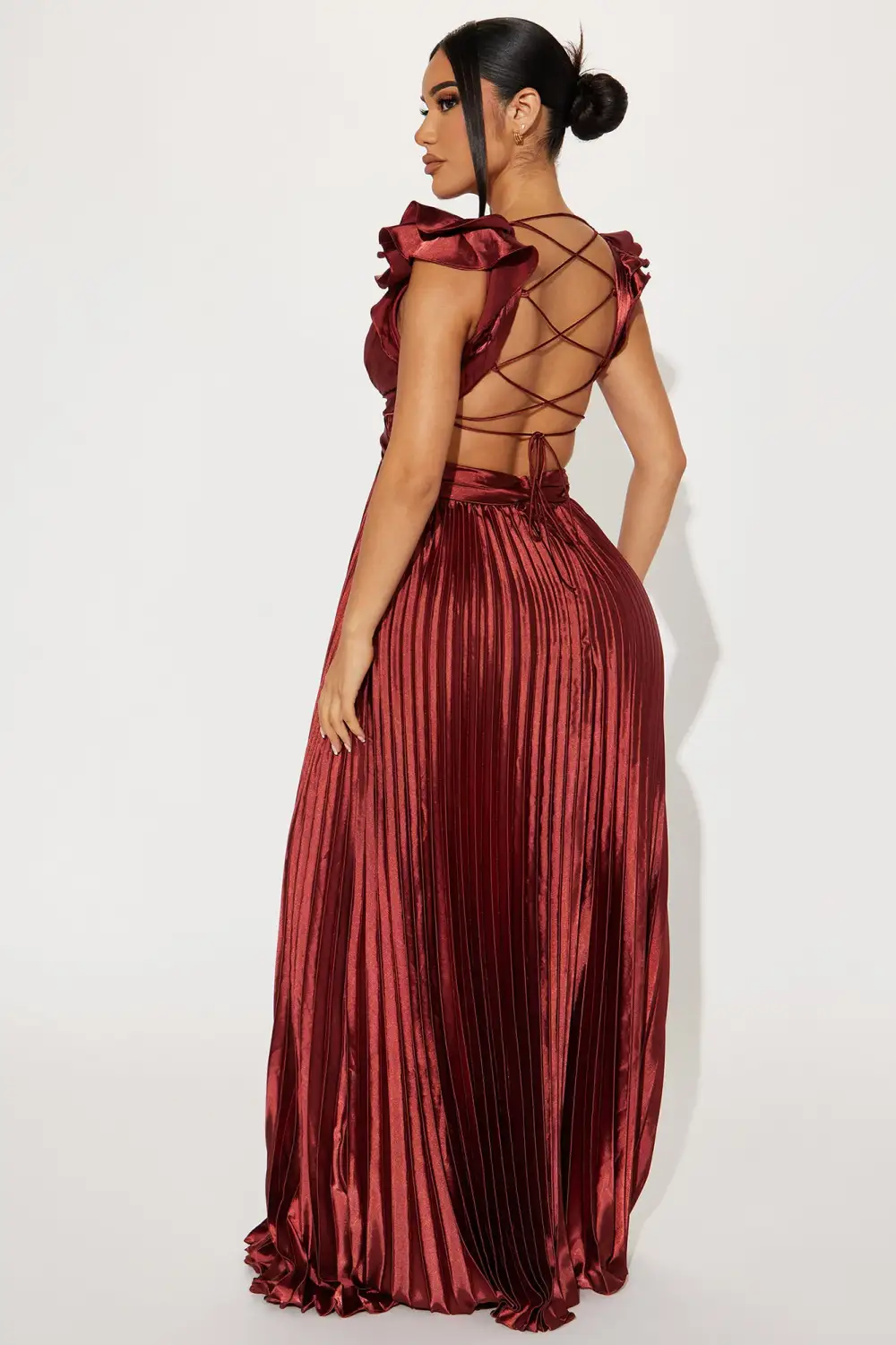 Sun Kissed Nights Satin Maxi Dress - Rust