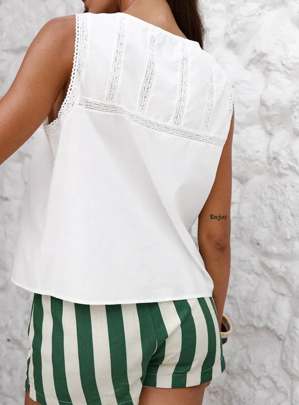 Lace Detail Sleeveless Women's Blouse
