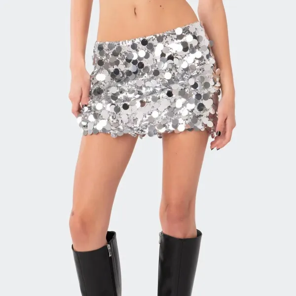 Essential Sequin Patchwork Slim Skirt