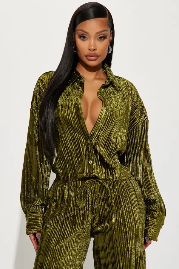 Masey Velvet Pant Set - Olive