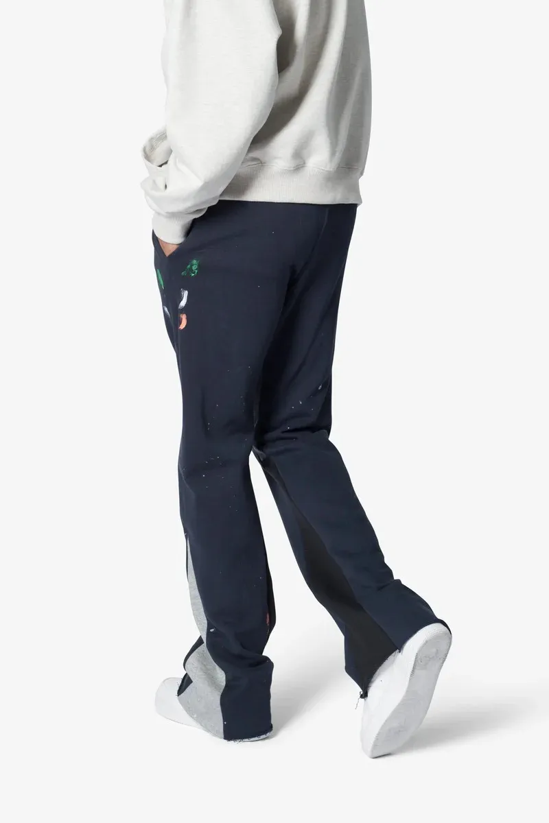NAVY BLUE CONTRAST BOOTCUT SWEATPANTS