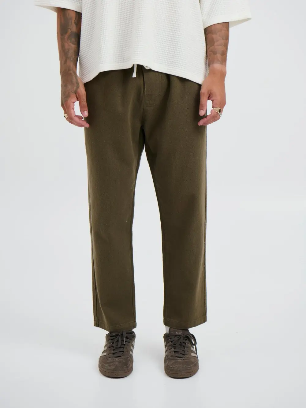 Simple And Soft Daily Slim Cotton Olive Pant
