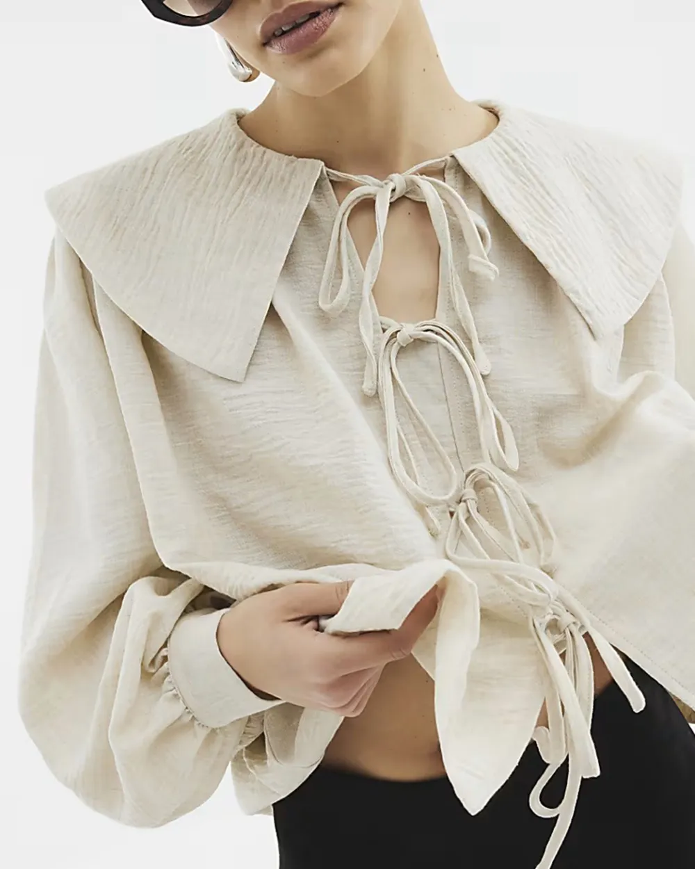 Casual Women's Multi-Lace Design Long-Sleeved Shirts