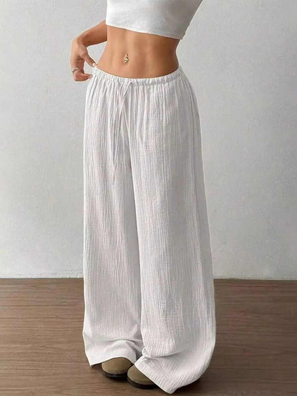 Full Size Drawstring Wide Leg Pants
