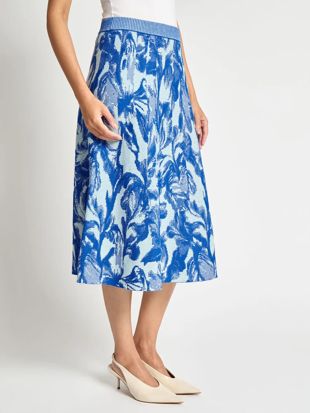 Contrast Printed Midi Skirt