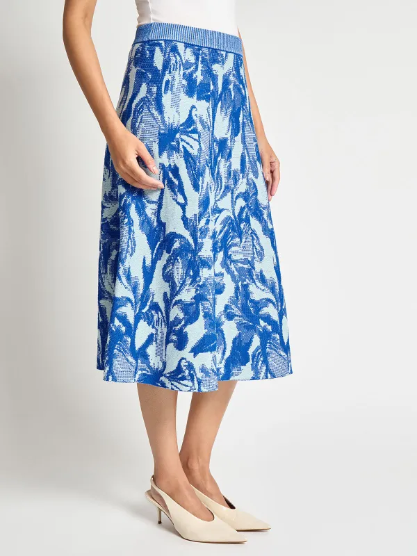 Contrast Printed Midi Skirt