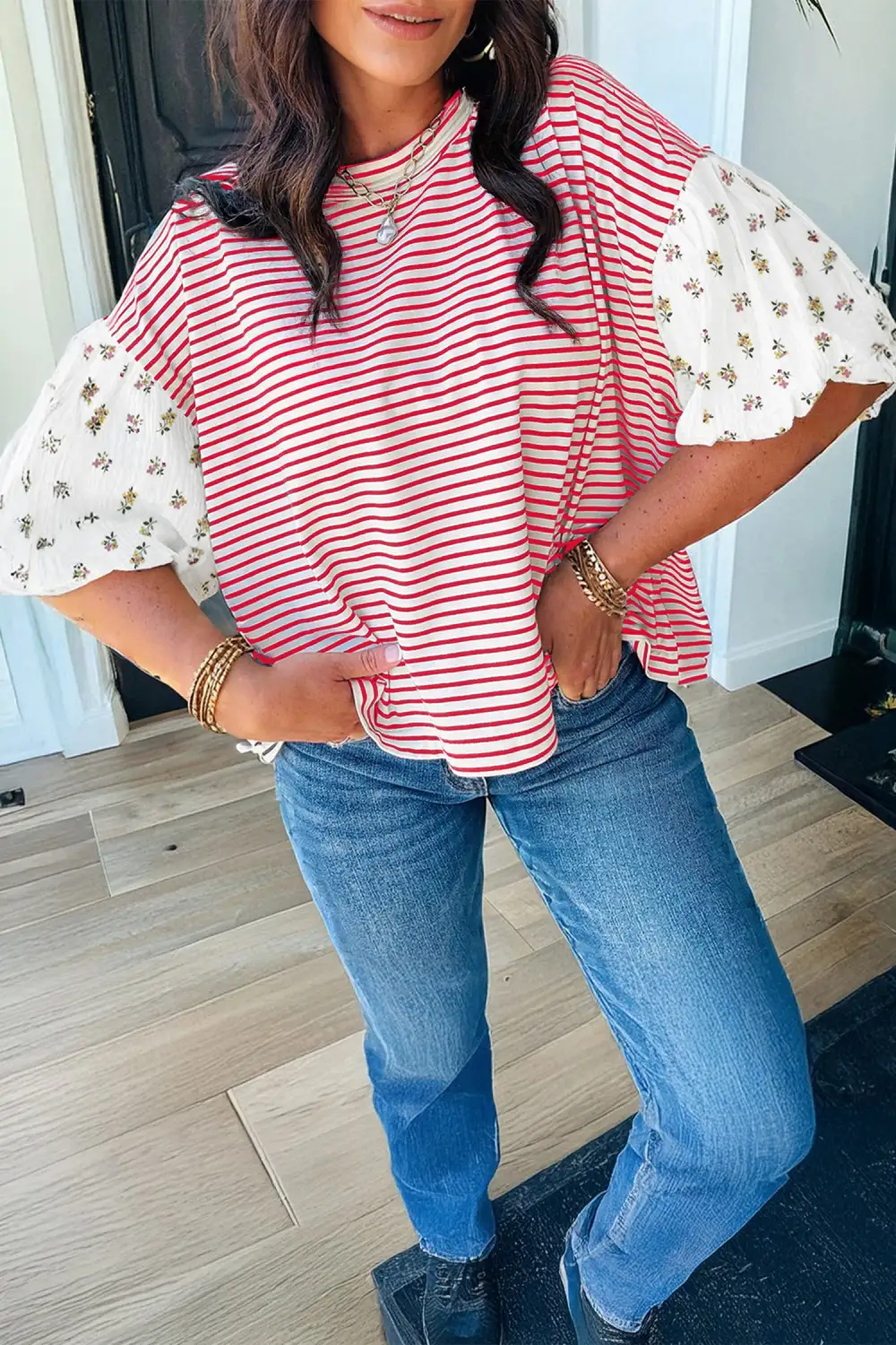 Relaxed Floral Puff Sleeve Everyday Top