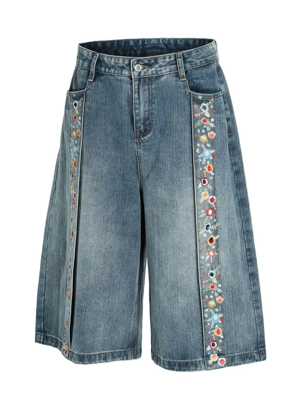 Modern Wide Leg Cotton Blend Casual Shorts