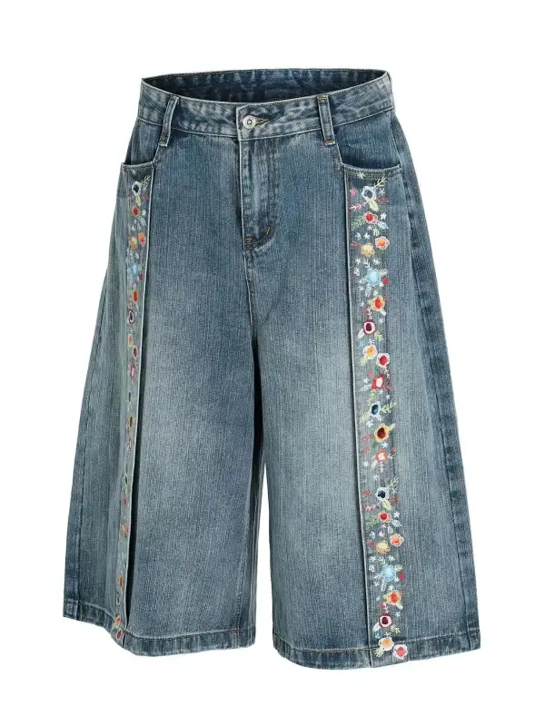 Modern Wide Leg Cotton Blend Casual Shorts