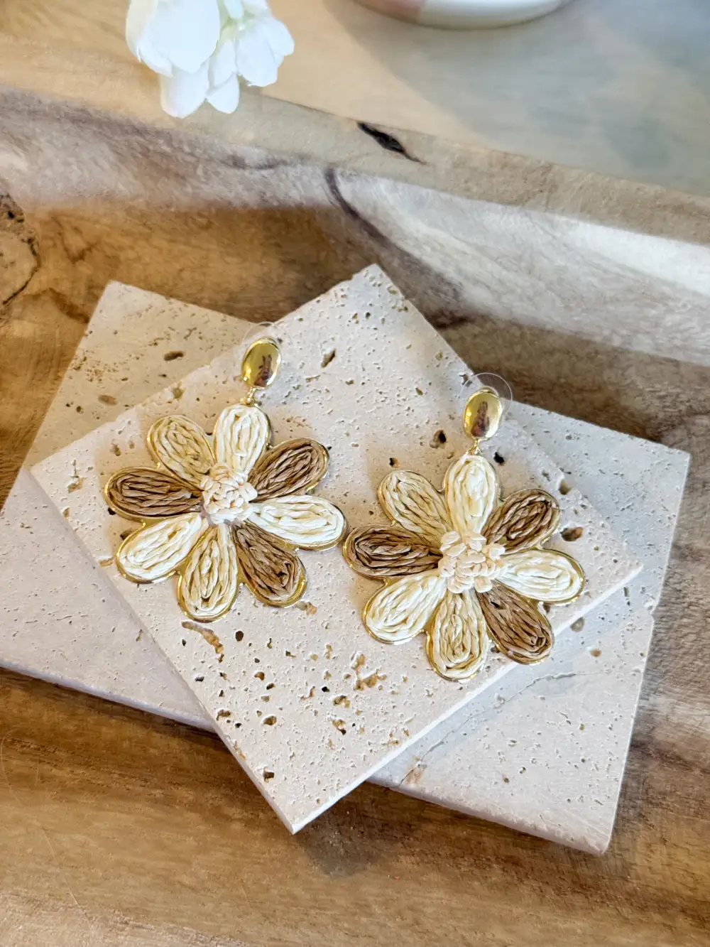 Raffia Flower Earrings