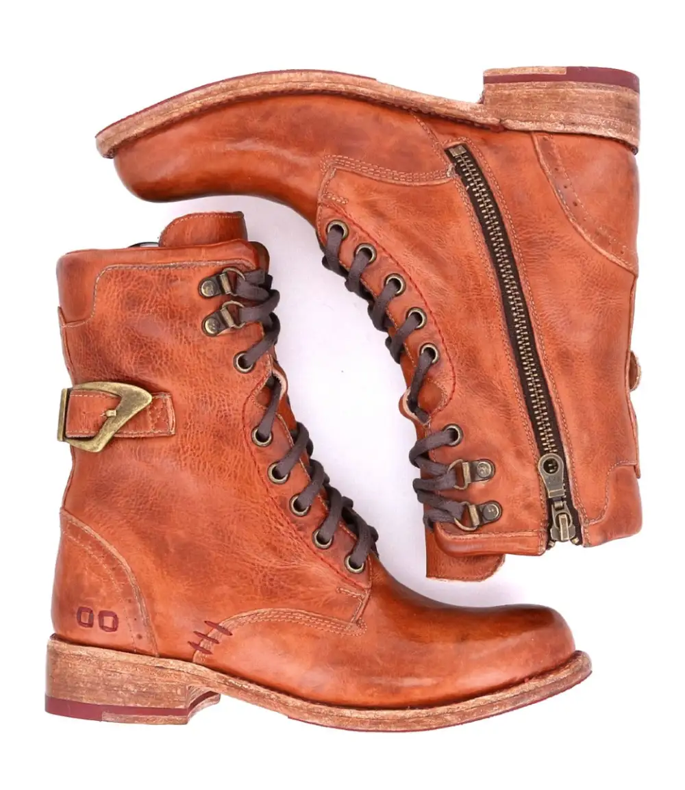 Lace-Up Buckle Brogue Reinforced Ankle Boots