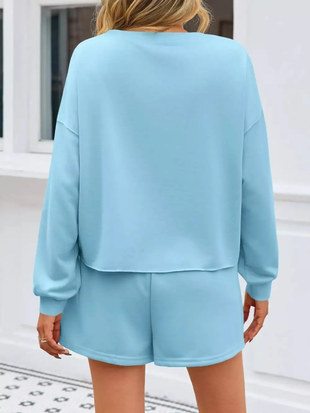 Pearl Embellished Round Neck Top and Skort Set