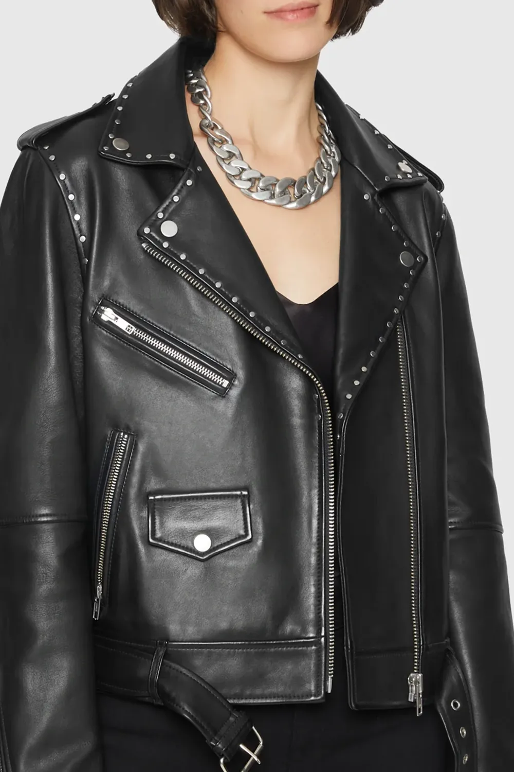 Women'S Stylish Suit Collar Leather Jacket