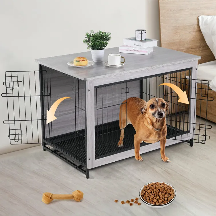 Pirecart Dog Crate Furniture, Side End Table, Modern Kennel, Wooden Heavy-Duty Dog