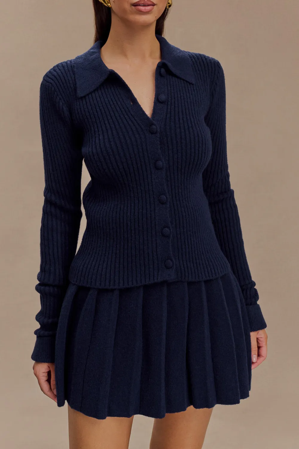 Pleated Knit Mini Skirt