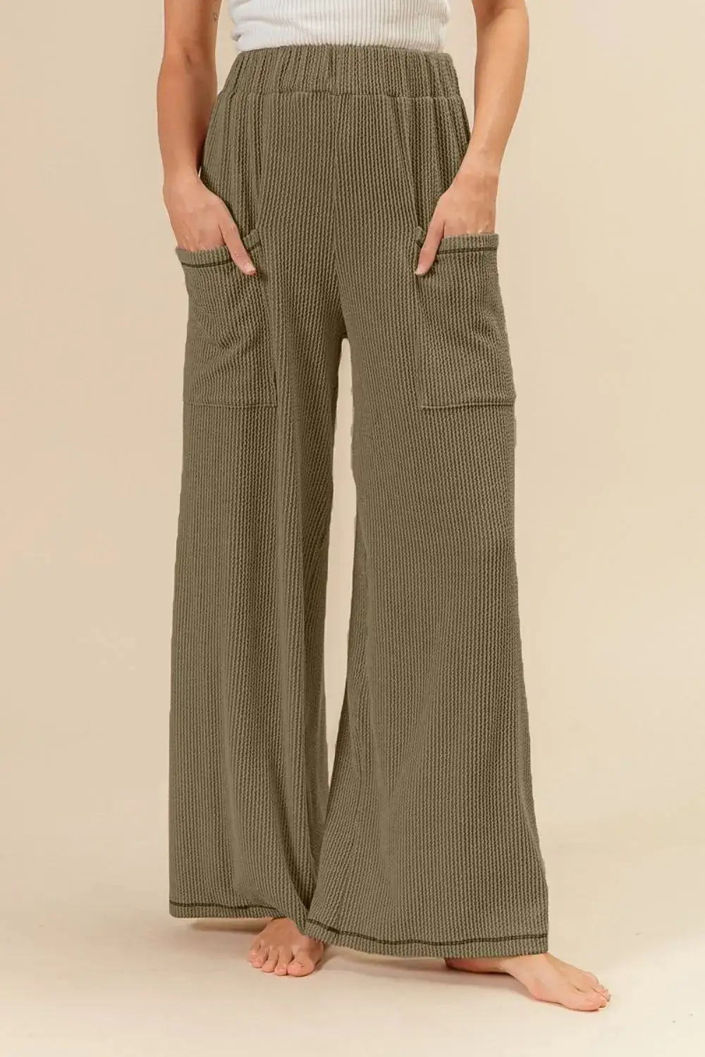 Cord Rib Waist Band Side Pocket Pants