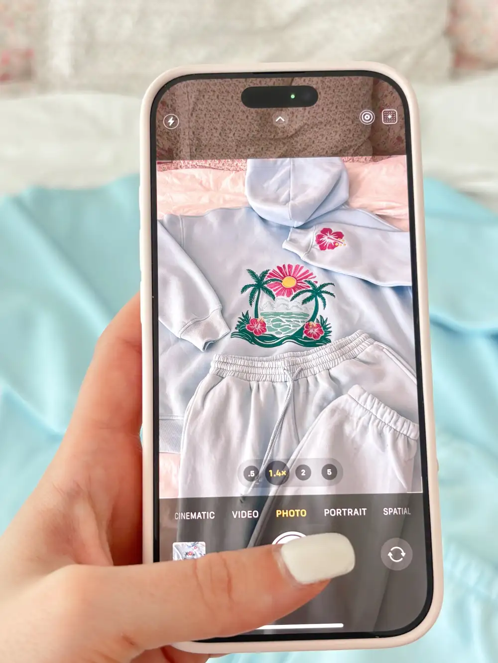 Icy Hibiscus Flower Beach Babe Embroider Hoodie