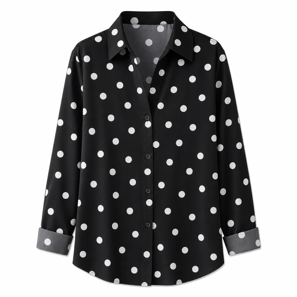 Women Elegant Casual Long Sleeve Button Up Blouse