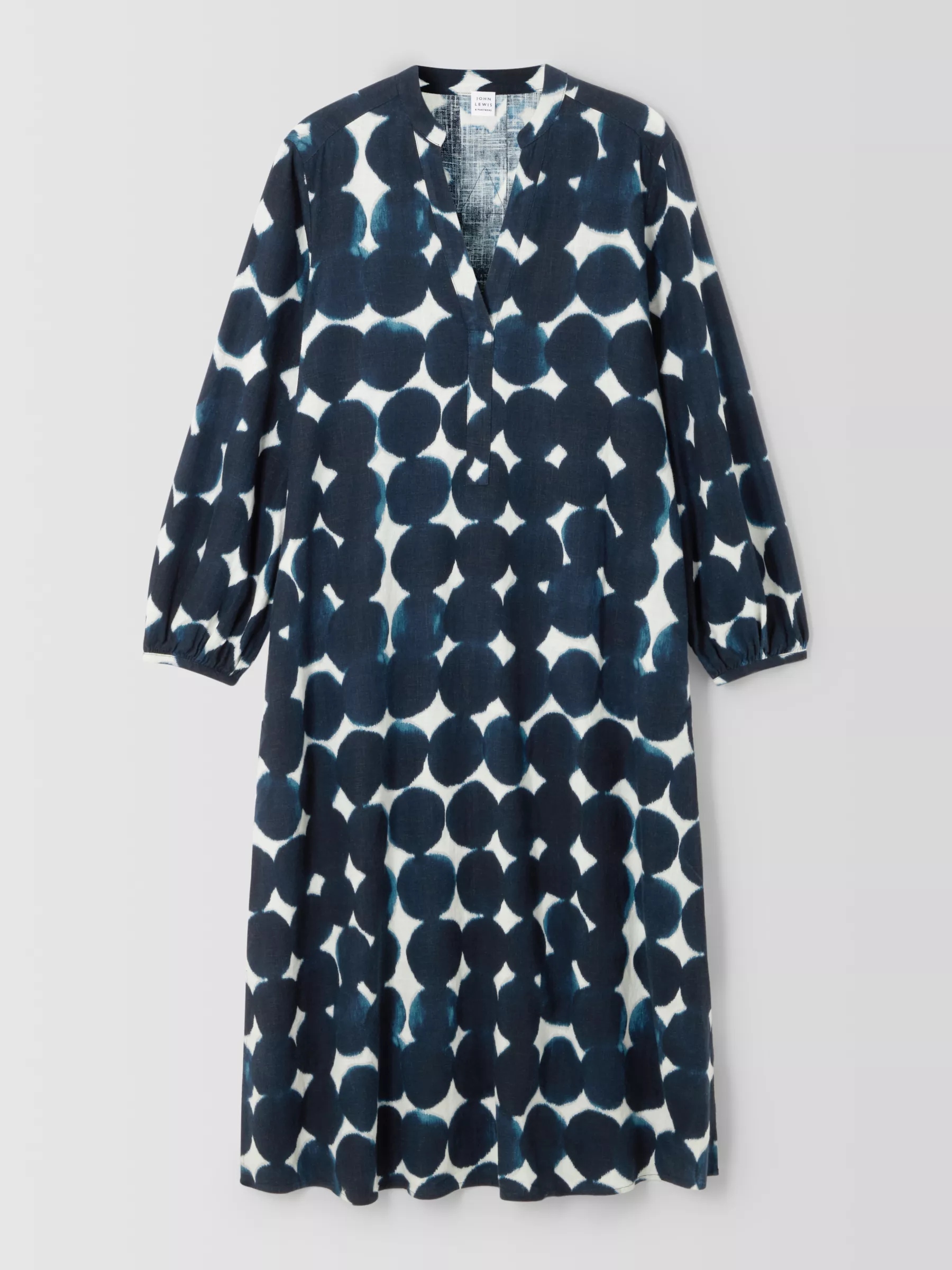 Spot Print Linen Blend Dress