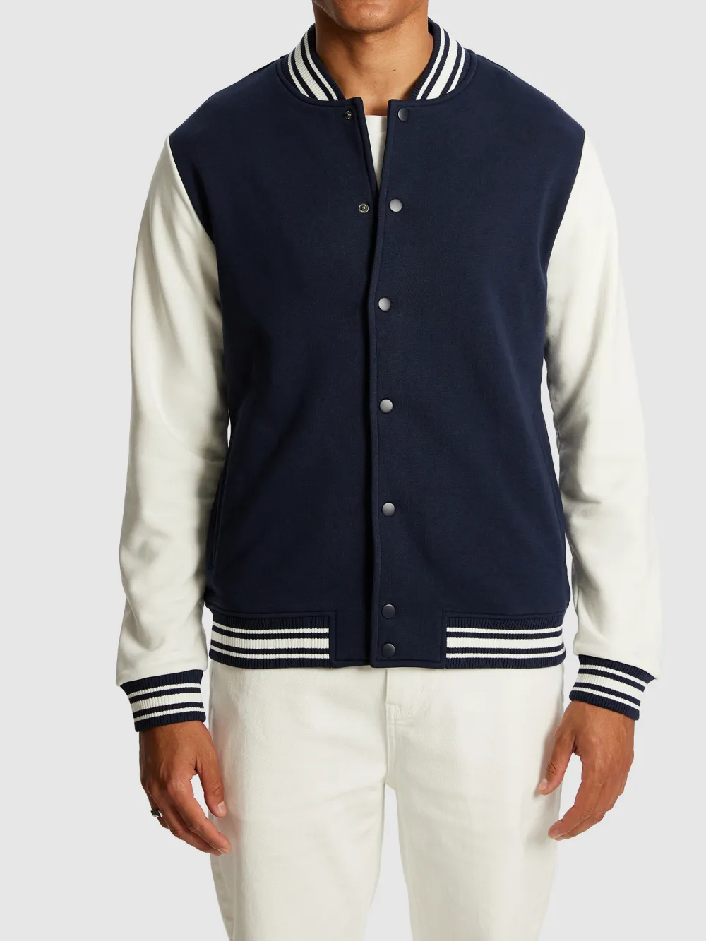 Navy And White Varsity Style Jacket