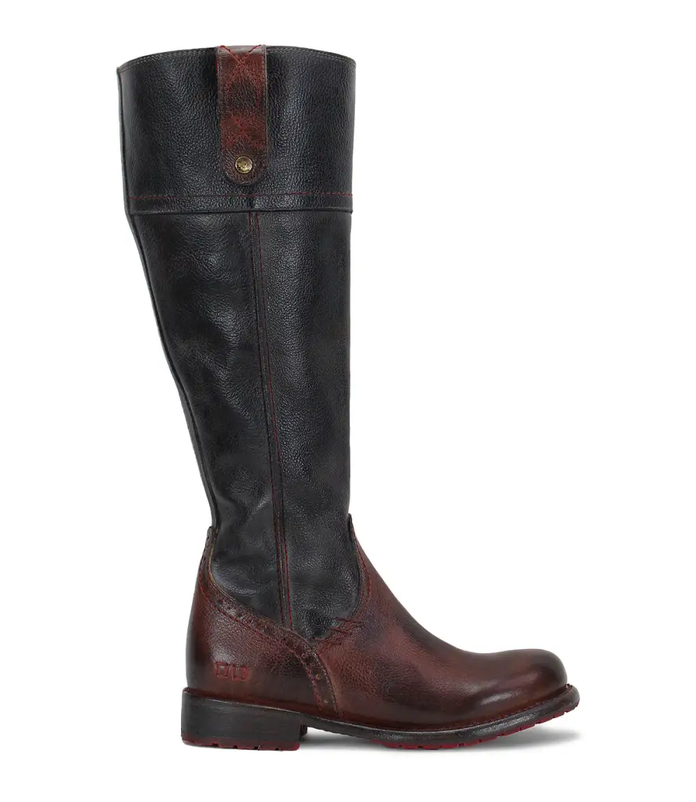 Women's Wide Calf Equestrian Lug Sole Leather Knee High Boots