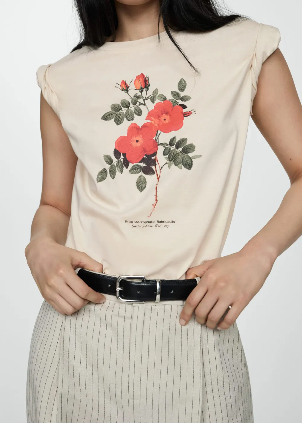 Printed cotton-blend t-shirt