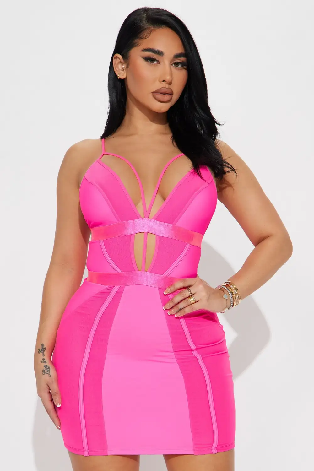 Miami Mesh Mini Dress - Hot Pink