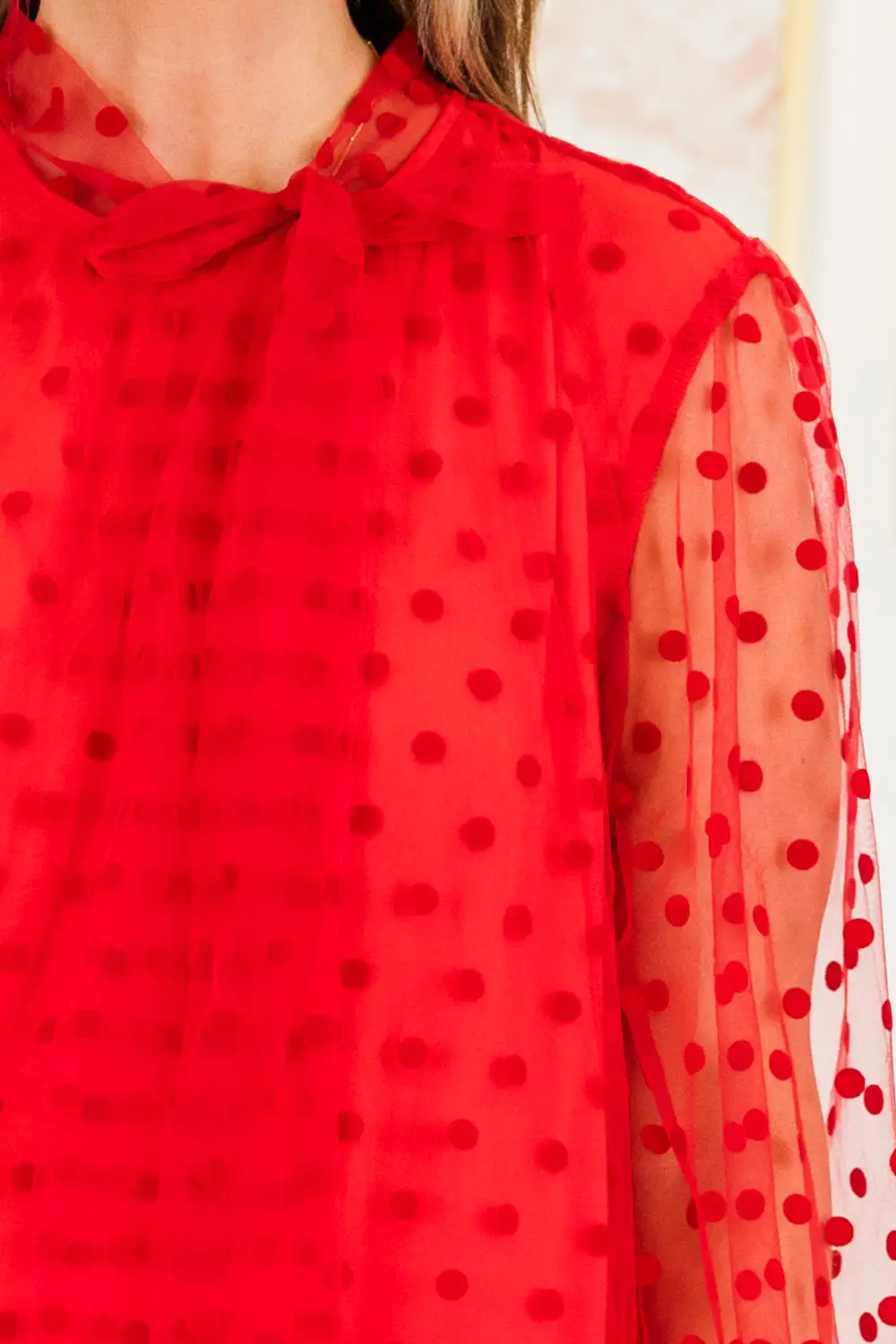 Polka Dot Darling Blouse, Red