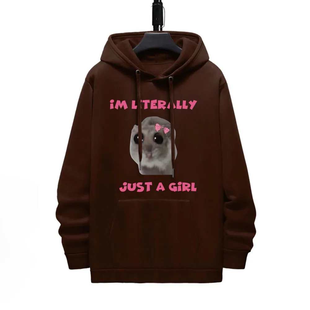 IM LITERALLY JUST A GIRL PATTERN PRINTED HOODIE