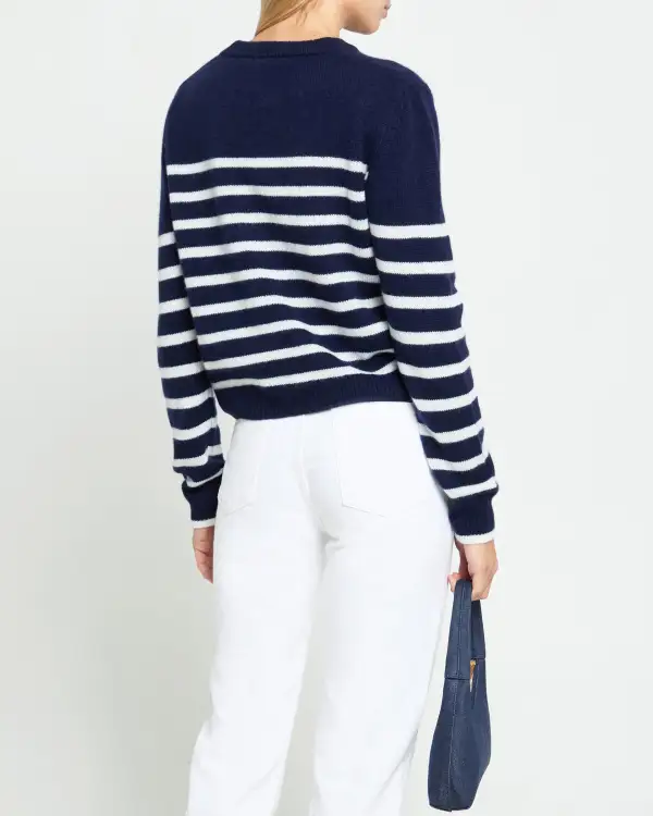 White Stripe Cashmere Sweater