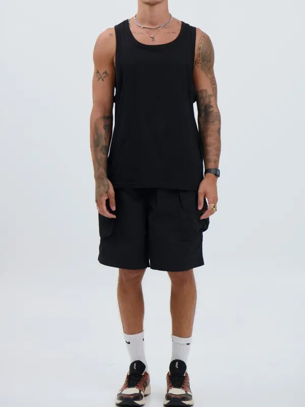 Leisure Versatile Navy Black Tank Tops