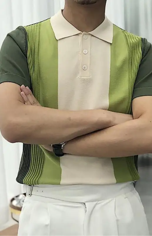 Slim Fit Lapel Collar Short Sleeve Shirt