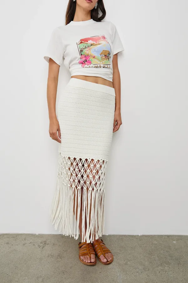 Hooked Cotton Fabric Fringed Figure-Hugging Half Skirt