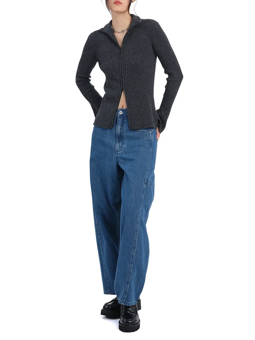 Slim - Fit Zip - Up Knit Cardigan