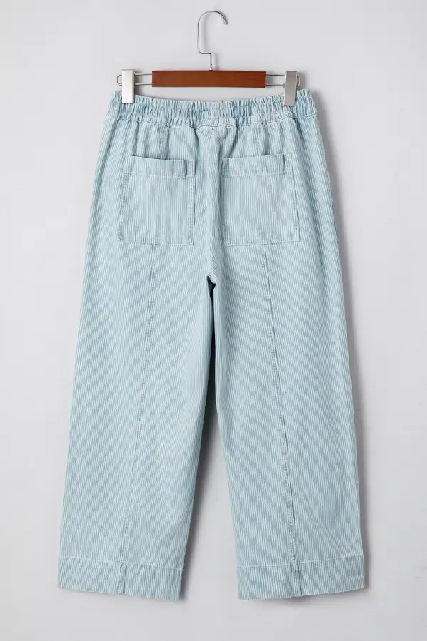 Drawstring Stripe Mid Rise Waist Jeans