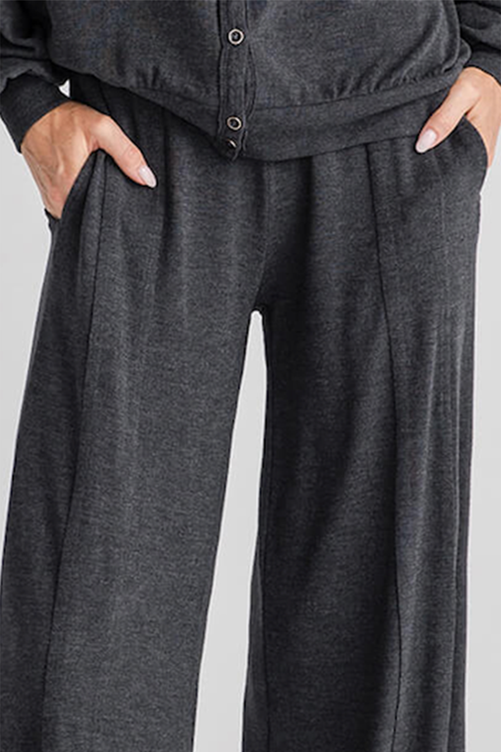 Risen Wideleg Jersey Pants - charcoal grey