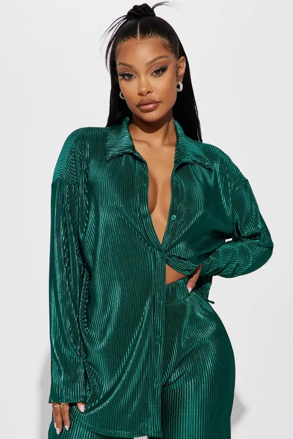 Kiss Of A Star Metallic Pant Set - Teal