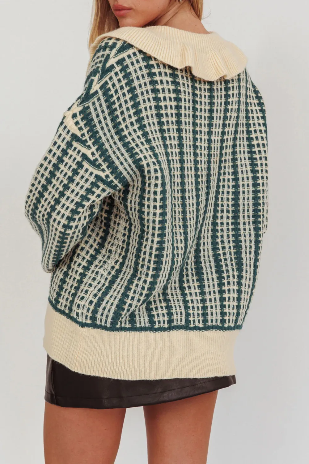 Fashionable Luxury Lapel Plaid Top