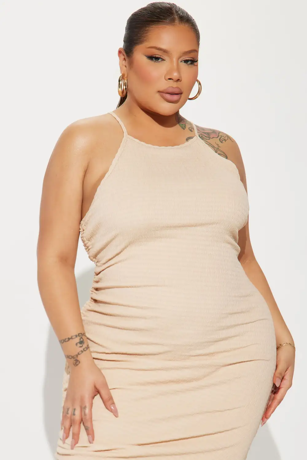 Talia Textured Maxi Dress - Stone